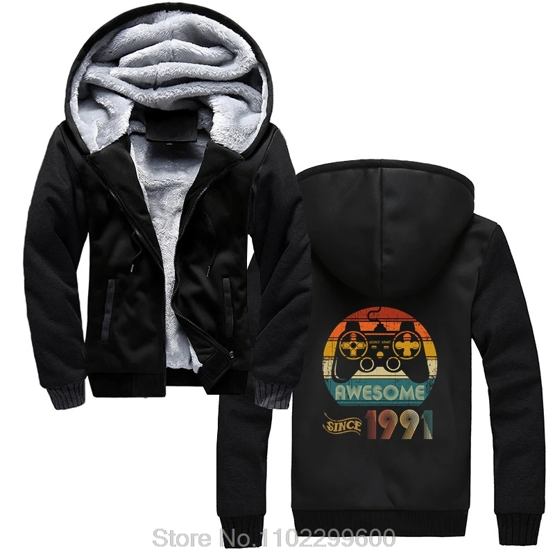 Classic Fashion Men Hoodie Vintage Video Game Hoody Awesome Since 1991 Jacket Zip Up Hoodies Cotton Birthday Gift Winter Coats