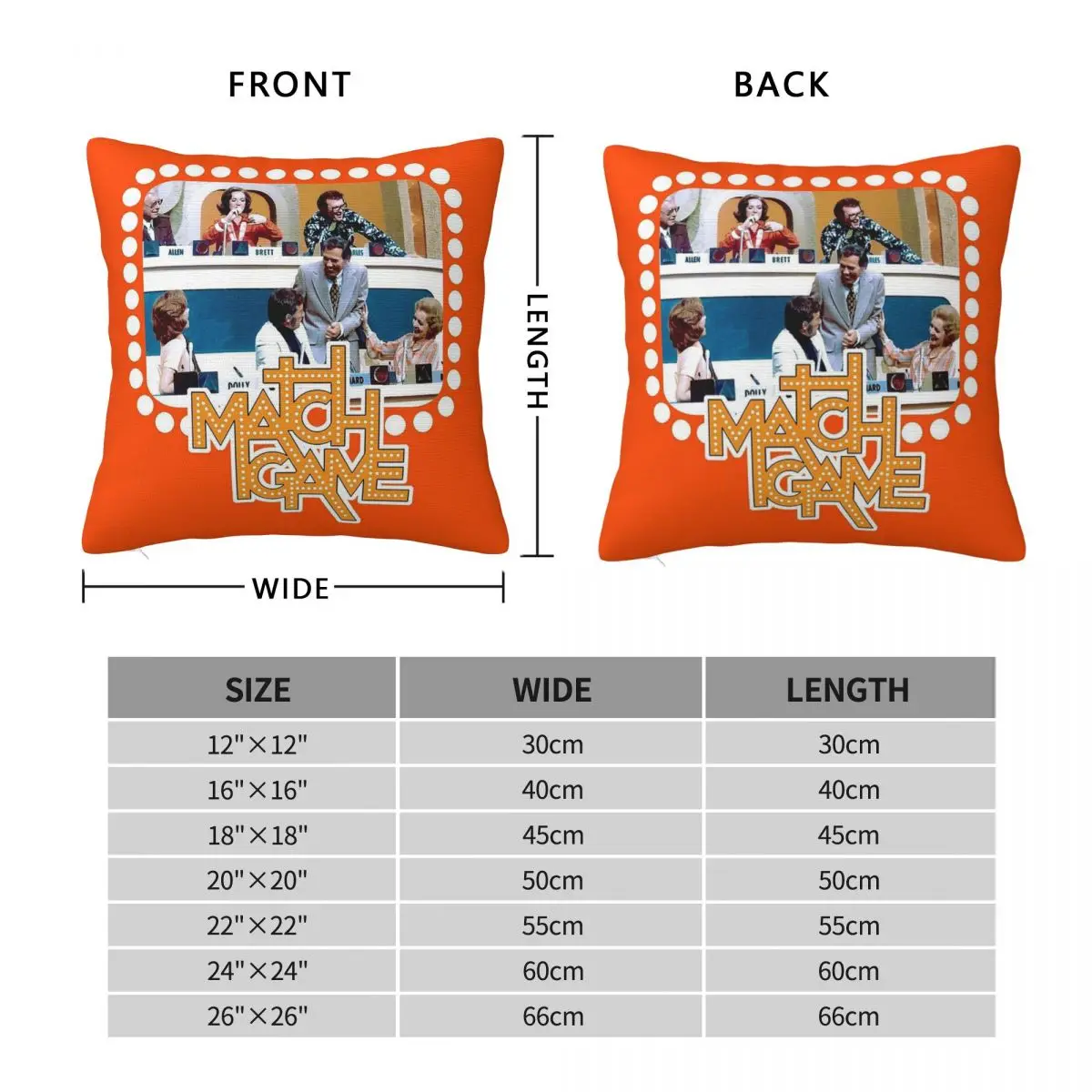 Match Game Cast Tribute Square Pillowcase Polyester Linen Velvet Pattern Zip Decorative Sofa Cushion Case