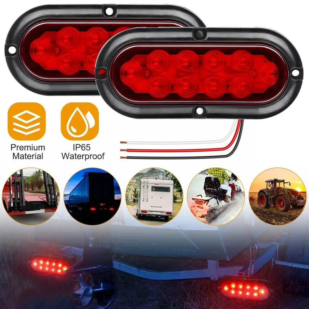 

2Pcs 6 Inch Oval LED Trailer Tail Light Kit Stop Turn Tail Brake Light IP65 Waterproof For 12V Truck Trailer RV UTV Bus Dropship