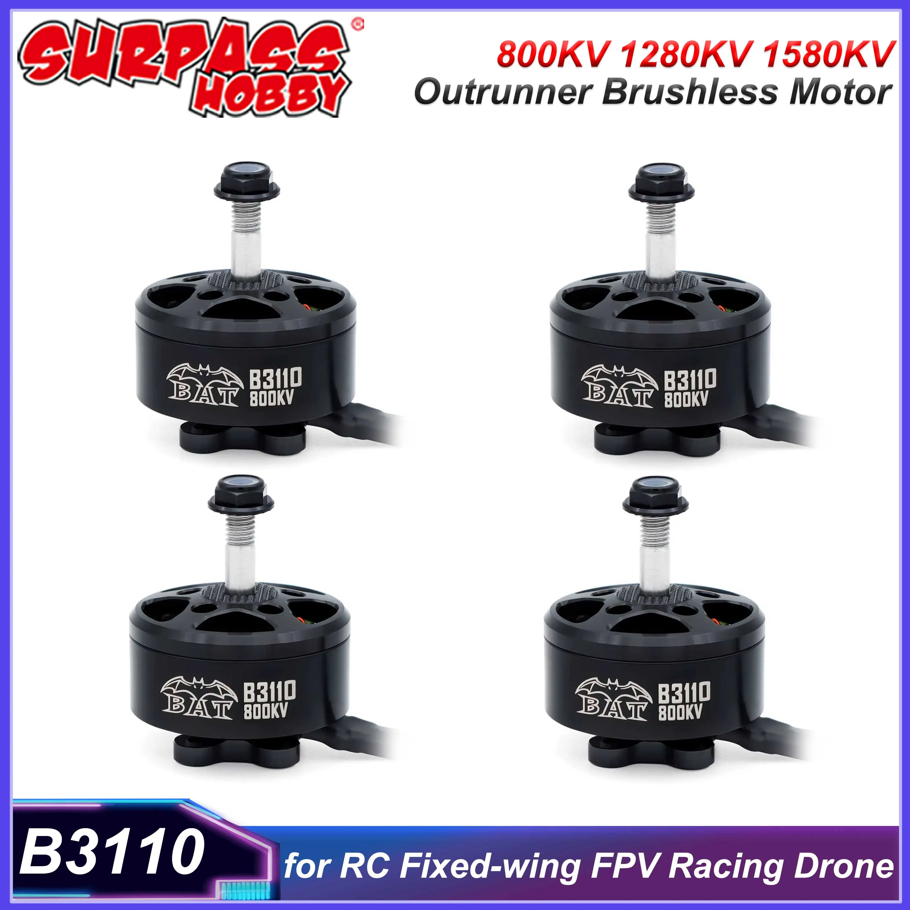 4pcs SURPASS HOBBY B3110 Outrunner Brushless Motor 800KV 1280KV 1580KV for RC Fixed-wing FPV Racing Drone Quadcopter Accessories