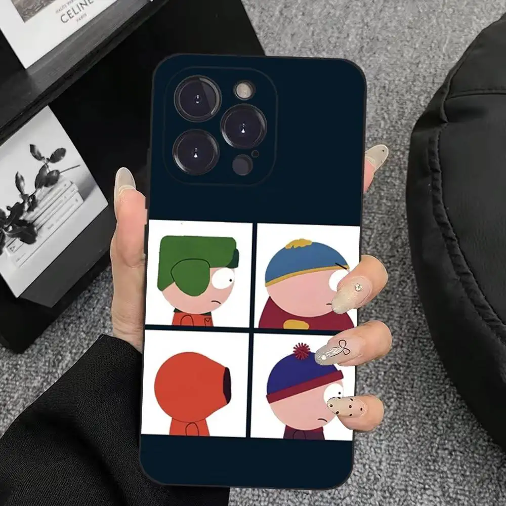 Etui na telefon Cartoon S-South-P-Park do iPhone'a 17,16,15,14,13,12,11,Plus,Pro Max,XS,X,XR,SE,Mini,8,7, miękki silikonowy czarny pokrowiec