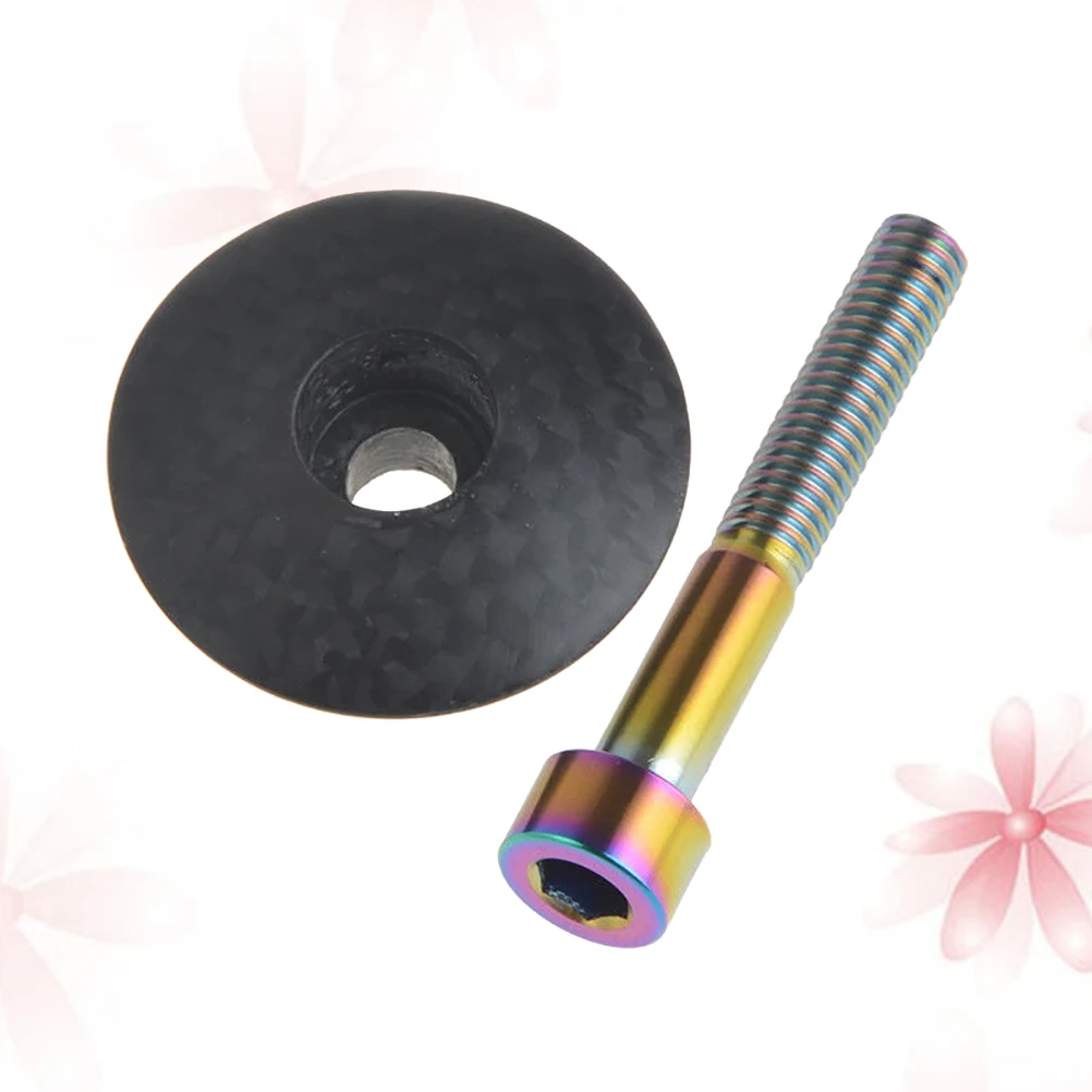 

Titanium Alloy Headset Cap Carbon Fiber Bike Fork Cover for Mountain Road Bikes Durable Lightweight Strong Pressure Resistance