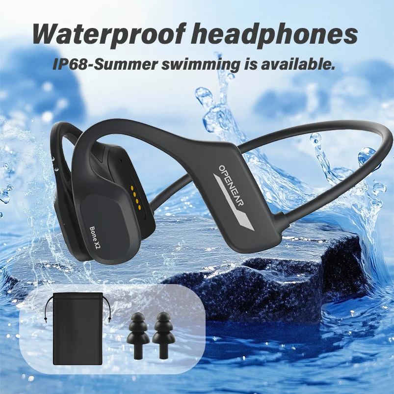 

IP68 full waterproof Swimming Headphone Bone Conduction BT Headband Sports Wireless Stereo IP68 Waterproof Mp3 with Memory Card