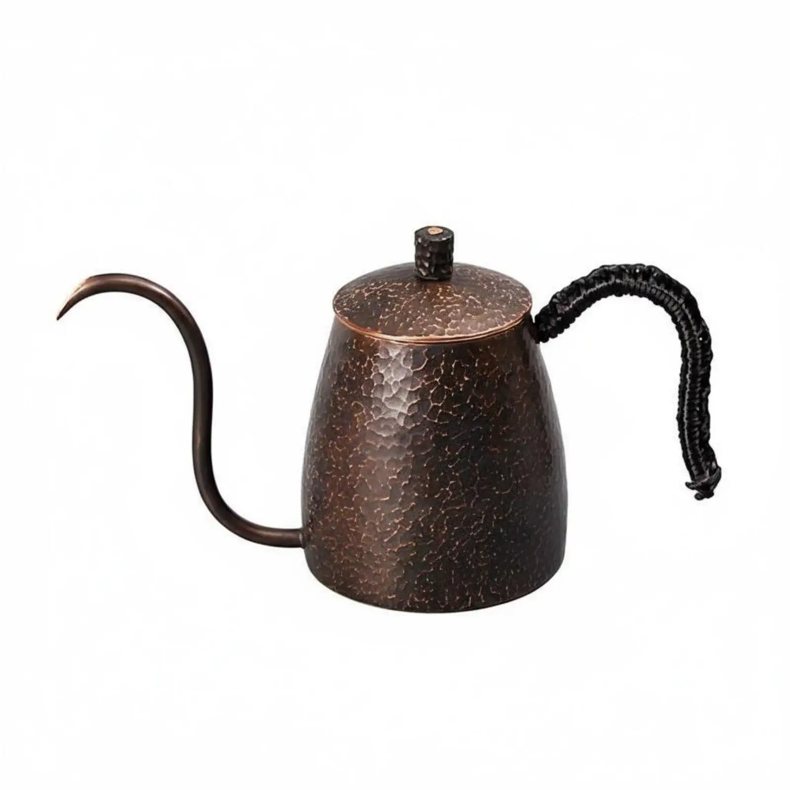 Hammered Copper Coffee Pot Thickened Body Vintage Long Spout Teapot Ergonomic