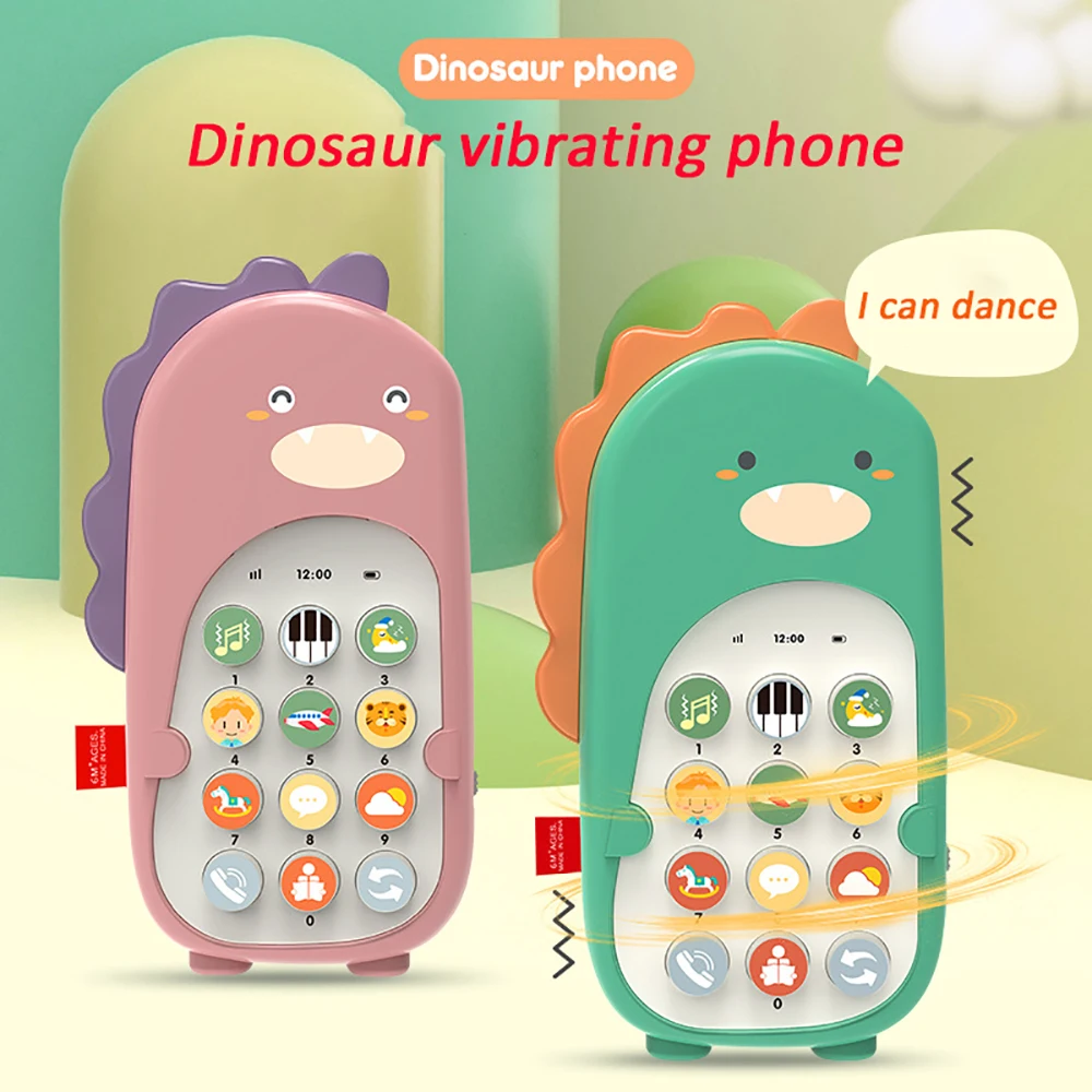 Baby Cartoon Dinosaur Music Mobile Phone Toy Soothe Sleeping Artifact Simulation Telephone Early Educational Toys Gifts For Kids