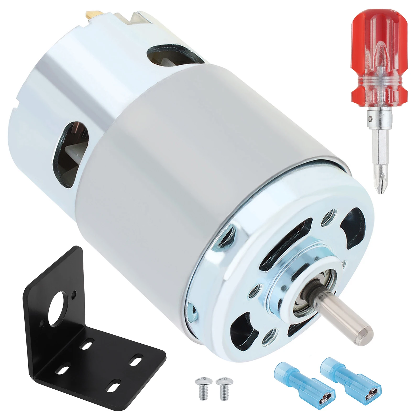 24V 895 DC Motor 3000-20000RPM High Torque Micro Motor Built-in Cooling Fan for DIY Tools / Power Upgrade with Bracket