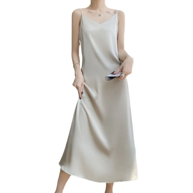 الحرير الساتان طويل الدكتور المرأة الصيف ملابس داخلية فضفاضة تصميم تحسس الجنية ثوب تنوعا الخامس Ne عالية الخصر ألف خط الدكتور #5