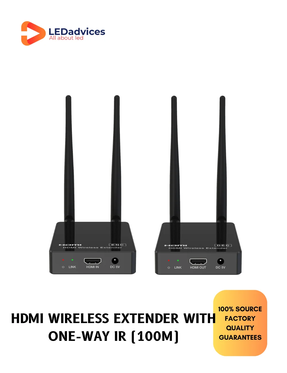 HDMI Wireless Extender with One-way IR 100m, HDC-E5200W