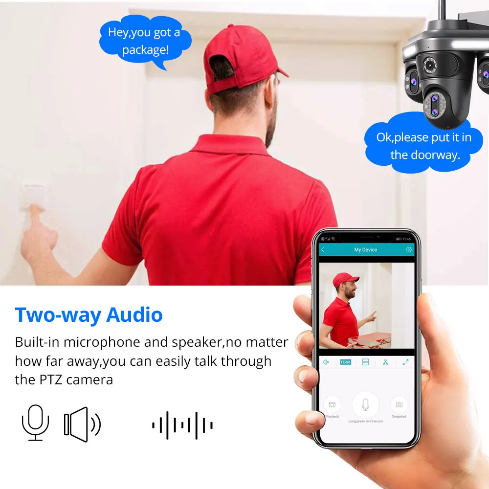 Dual Lens Wifi PTZ Camera Out 16MP 4K Wireless Color Night Vision Home Security Survalance 10X Optical Zoom CCTV IP Camera 8MP