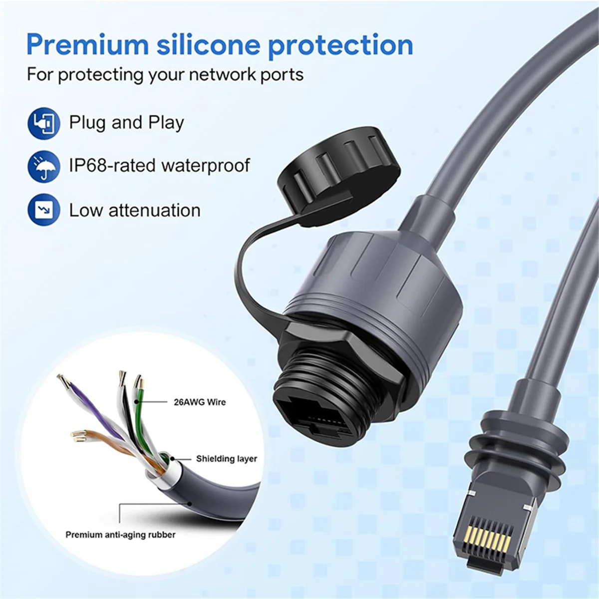 BABQ Starlink Adaptador Ethernet Gen 3 Mini Cable de extensión Starlink a acoplador RJ45 resistente al agua para Starlink Gen 3 Dish