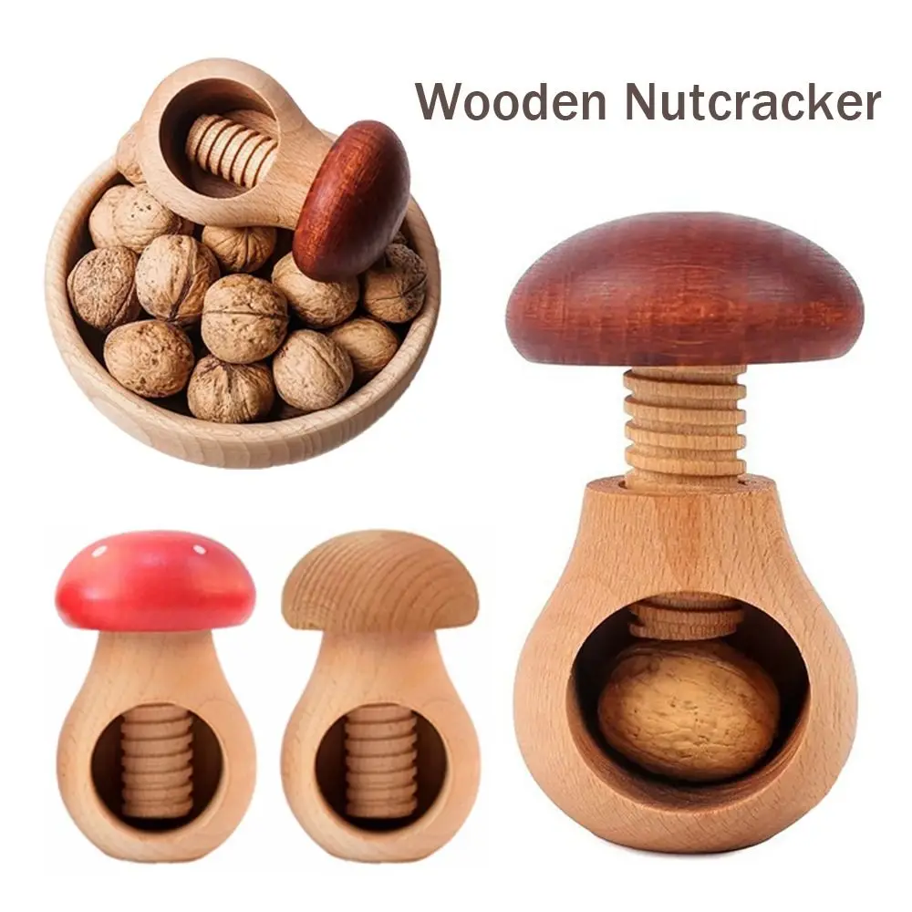 

Wooden Mushroom Shaped Nutcracker Walnut Plier Multifunctional Walnut Opener Pecans Clip Easy Cracking Adjustable Nuts Tongs