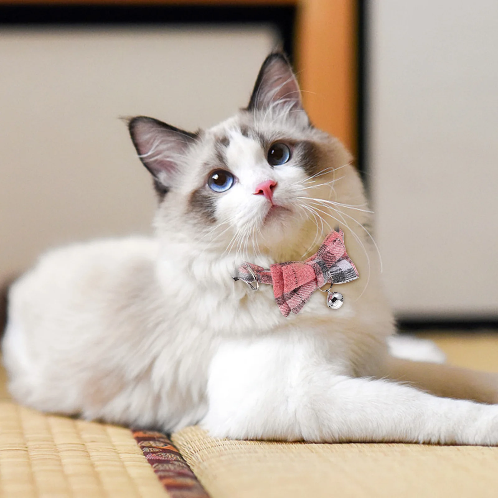 

6Pcs Adjustable Cat Collars Pet Plaid Collars Soft Breathable Comfortable Bow Tie Party Favor Gift for Cats and Kittens