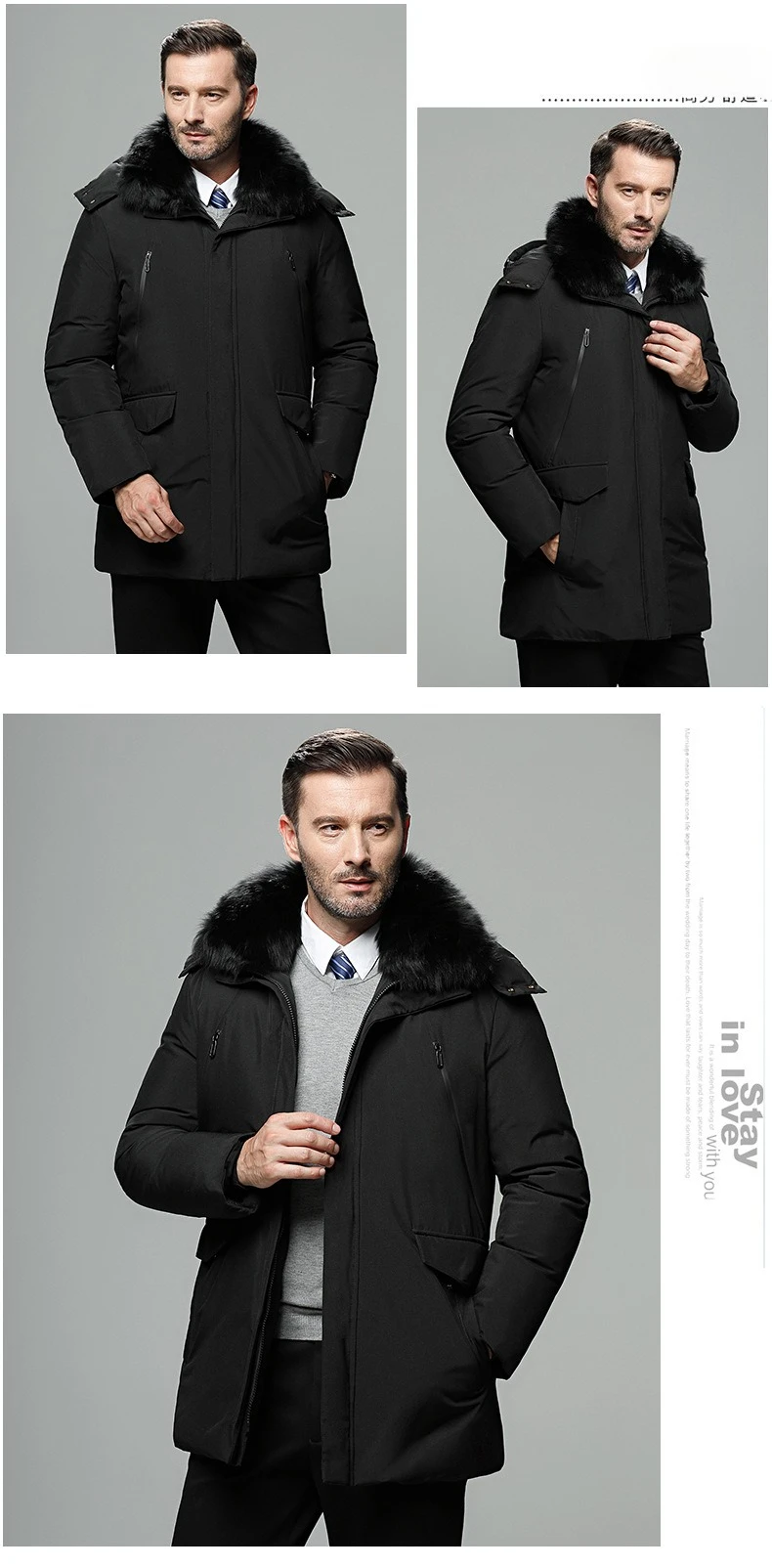 Canada Fashion Winter Jacket for Men Down Coat Parkas Men's White Goose Down Jacket Puffer Padding Detachable Fur Collar HYX0018