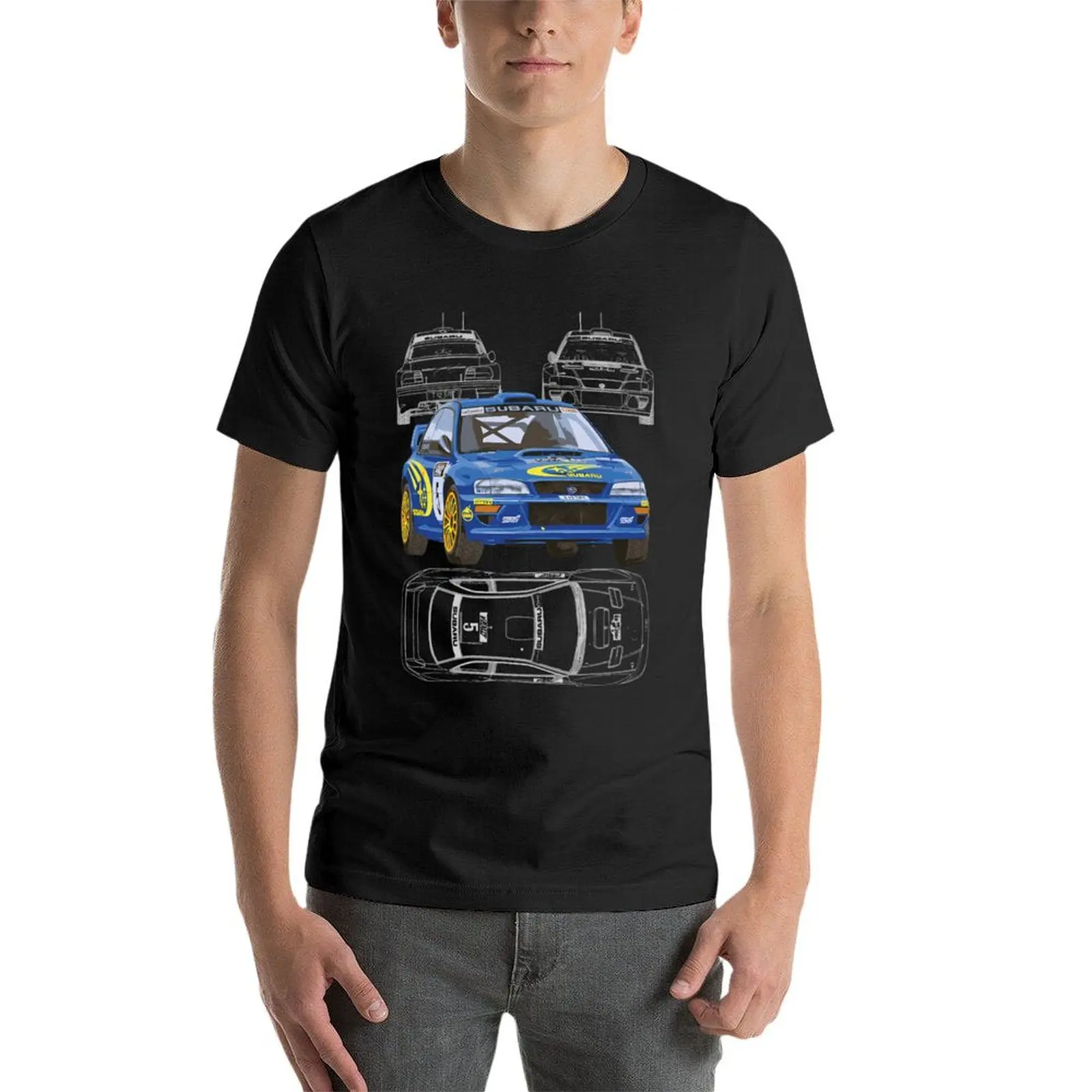 99 Wrc Gc8 Richard Burns Blue Print Jdm T-Shirt korean fashion plus sizes blanks anime clothes slim fit t shirts for men