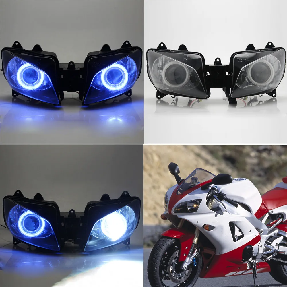 

Motorcycle Headlight Lamp Custom HID Bi-Xenon Projector Headlight Assembly For Yamaha YZF-R1 1998-99 Front Head Light Angel Eyes