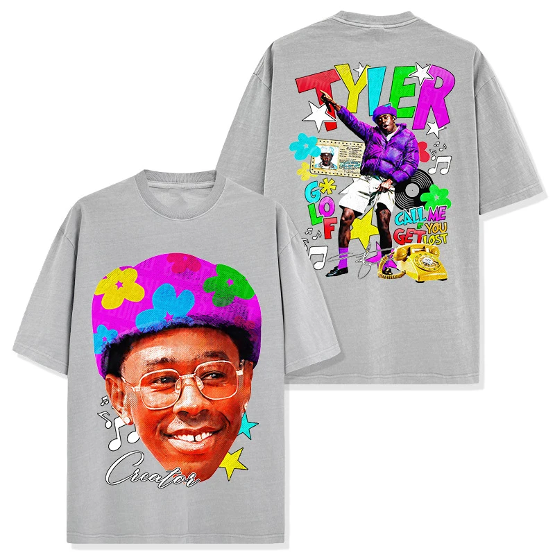 

Tyler Taylor American Hip Hop Ретро Двусторонний принт Трендовый бренд Свободная и универсальная летняя хлопковая мужская футболка с короткими рукавами