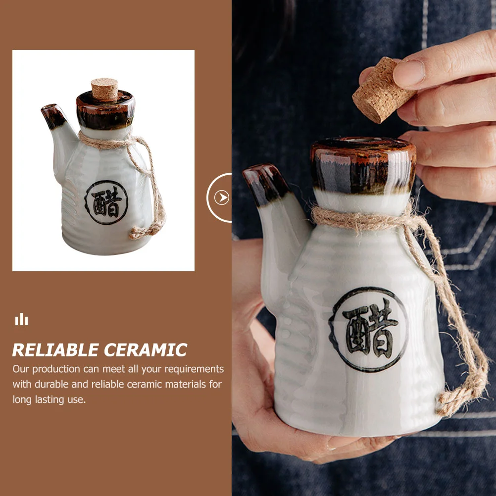 Botella de Salsa de soja de cerámica negra de 200ml, tarro de condimentos de estilo japonés, dispensador de especias de fácil limpieza, botella de condimentos de cocina