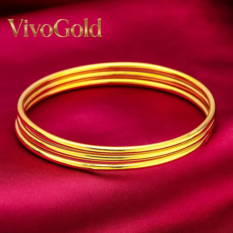 

VivoGold2.8mm Three-Life Bracelet for Women, 24K Gold, AU999 | Polished triple rings, 2.8mm sleek band for daily elegance.
