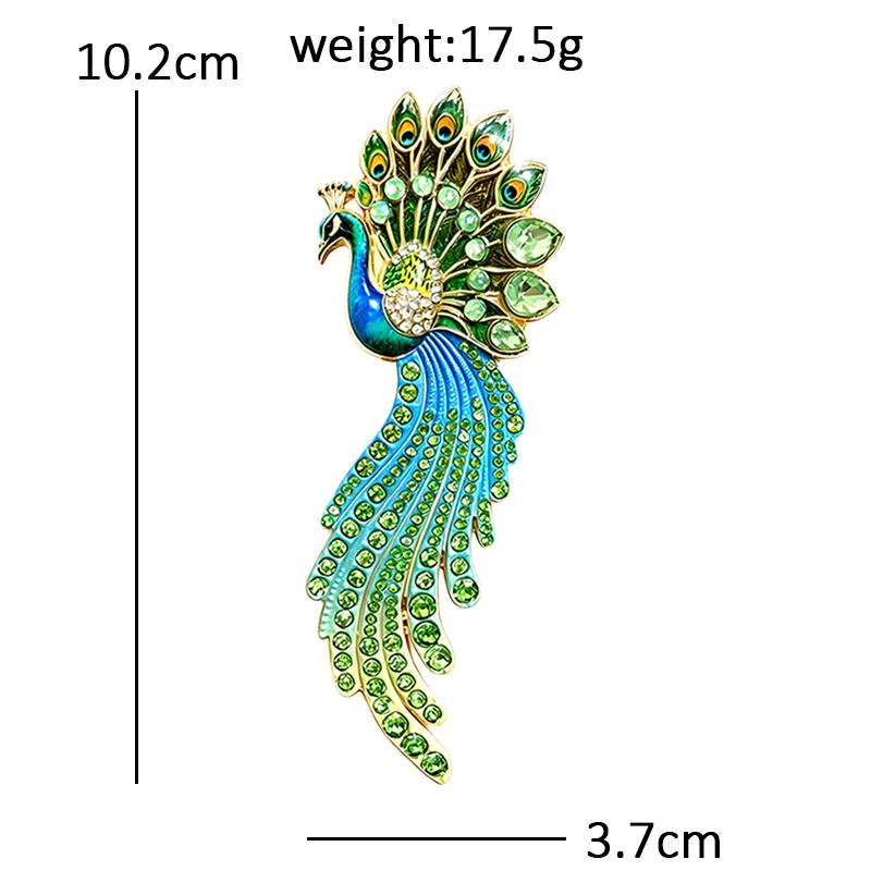 Wuli&baby Luxus-Pfauenbroschen für Damen, Unisex, 5-farbige Strass-Broschen mit bezauberndem Vogelmotiv, für Büro, Party, Geschenke – Detail 6