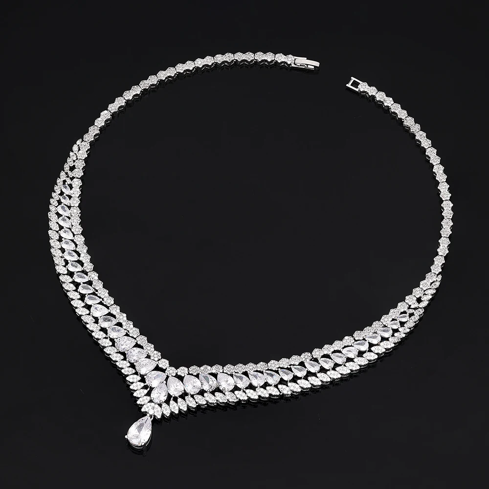 

Мода AAA кубический цирконий 4 шт. свадебный комплект ювелирных изделий ОАЭ Дубай белый CZ ожерелье серьги браслет кольцо