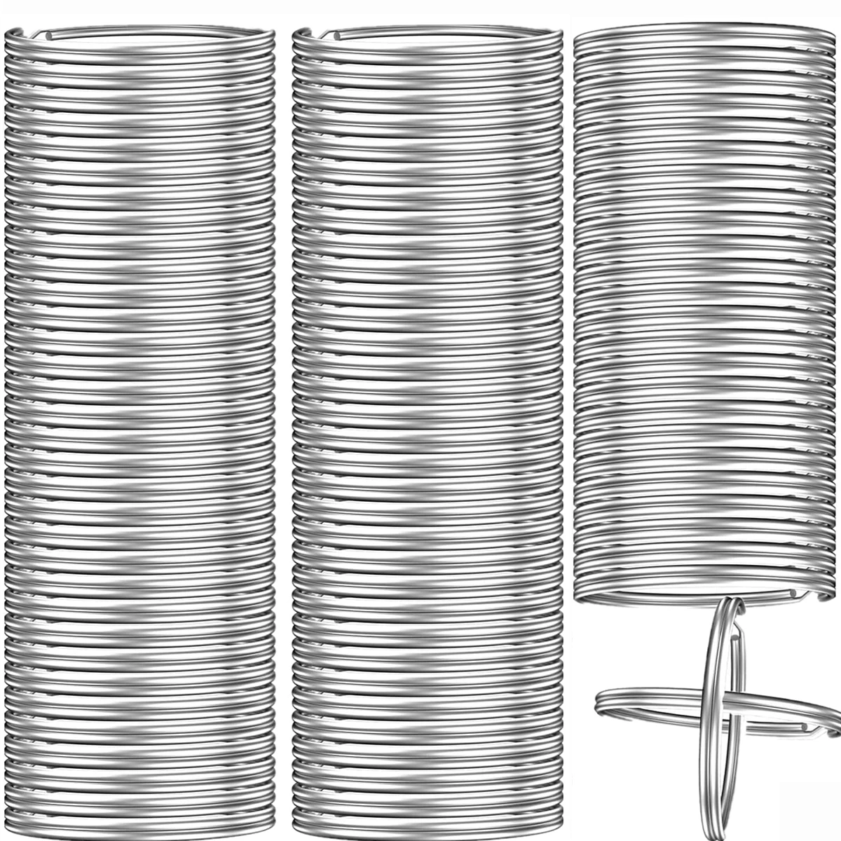 100/200PCS Metal Key Ring Detachable Split Key Ring for Home, Car, Office Key Accessories DIY Craft Making Kit (25mm)