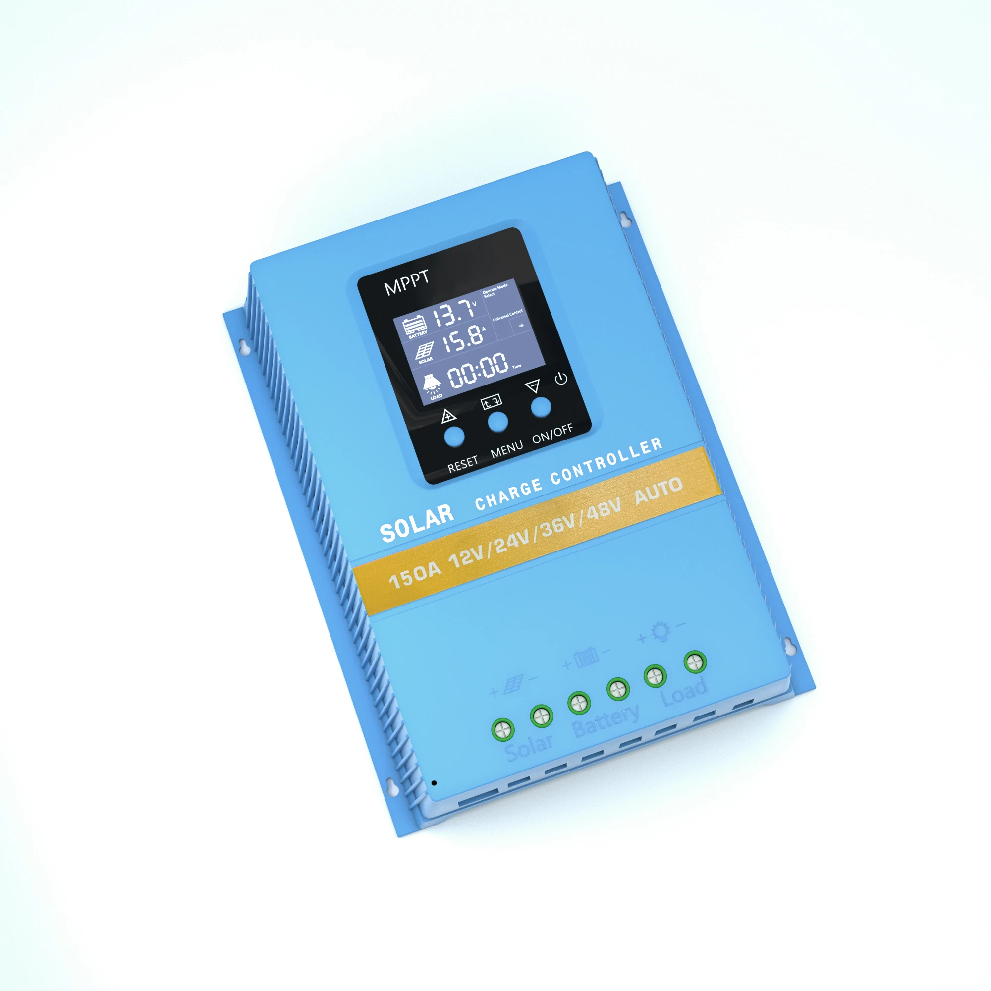 150 A max. 7200 W, 120 A, 100 A, 60 A, Solarladeregler, MPPT, intelligenter Lüfter, 12 V/24 V/36 V/48 V, automatisches Dual-USB, 7 Modi LCD-Display