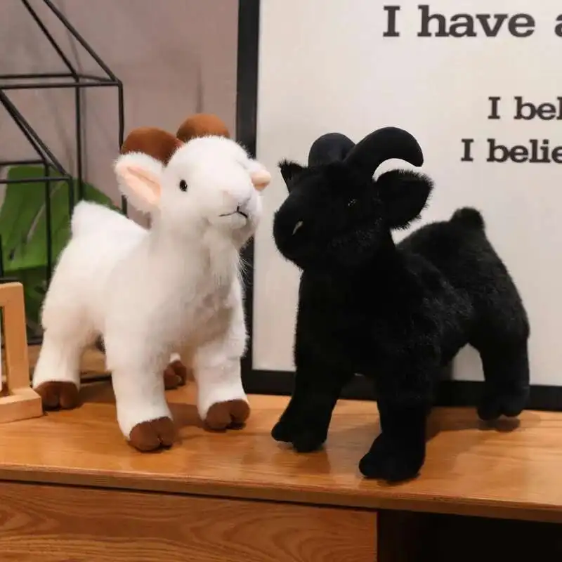 

New Goat Plush Toys White Black Sheep Doll Simulation Goat Plushie Toys Stuffed Animals Sheep Doll Home Decor Kids Toys ﻿