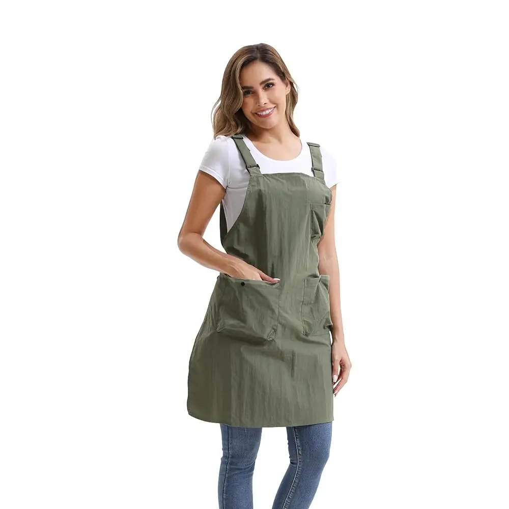 

Кухонный фартук для женщин и мужчин, фартук для готовки с H-образной спинкой и 3 карманами, водонепроницаемый садовый фартук