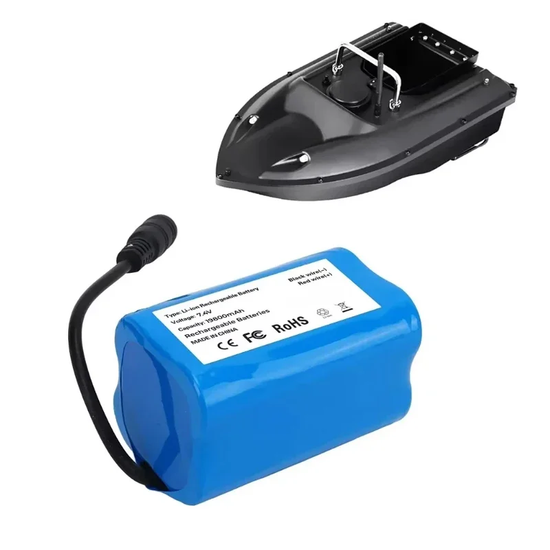 2024 7.4V 19800Mah RC Boats Battery For T188 T888 2011-5 V007 C18 H18 Remote Control Fishing Bait Boat Ship Parts Accessories