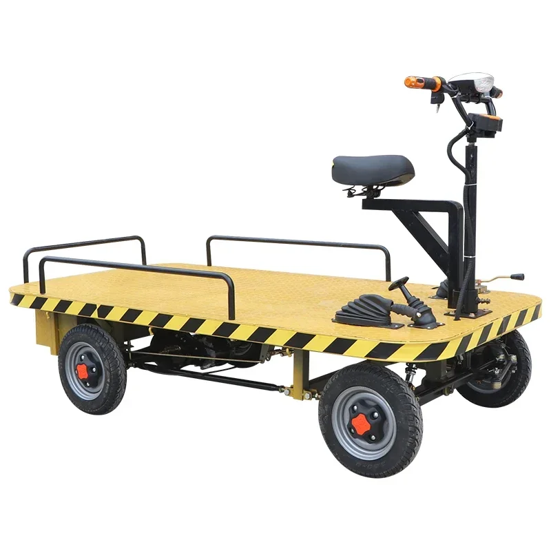 Hot SalesHand Push Electric Four-Wheel Platform Trolley Inverted Riding Electric Car Warehouse Shopping Mall Transport Vehicle