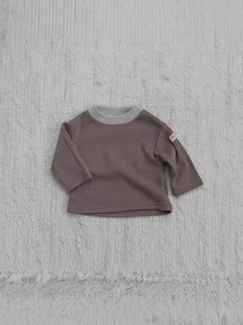 طفل فتاة الصلبة بسيطة قاع القمصان الرضع الصبي تنوعا بلايز عادية 2025 الخريف جديد طفل طويل الأكمام تي شيرت القطن #3