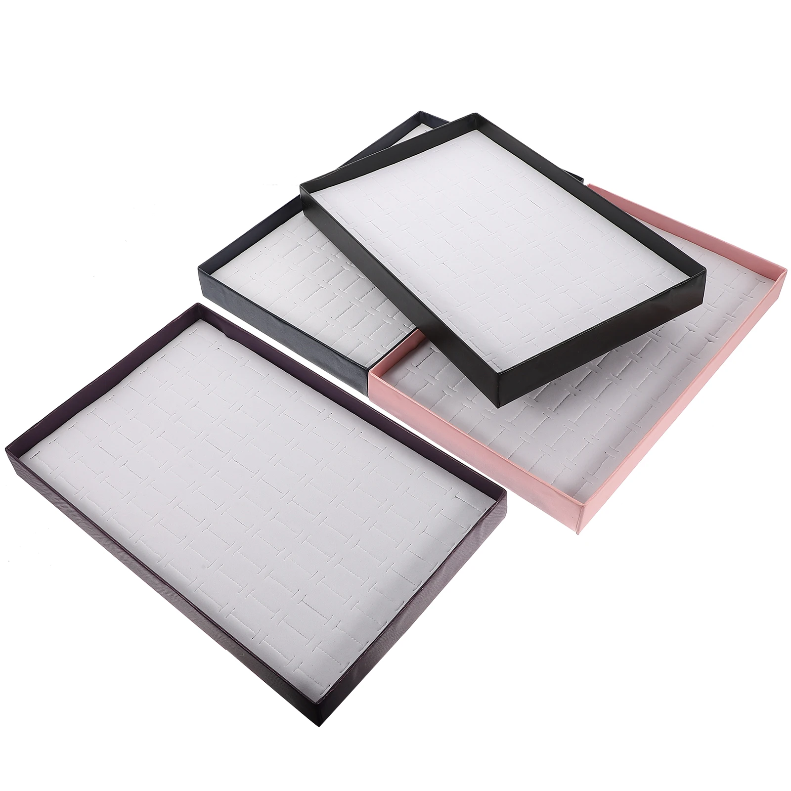 

4pcs Flannel Tray Earring Storage Organizer for Jewelry Travel Displays Selling Ring Display PVC Lint Paper Durable