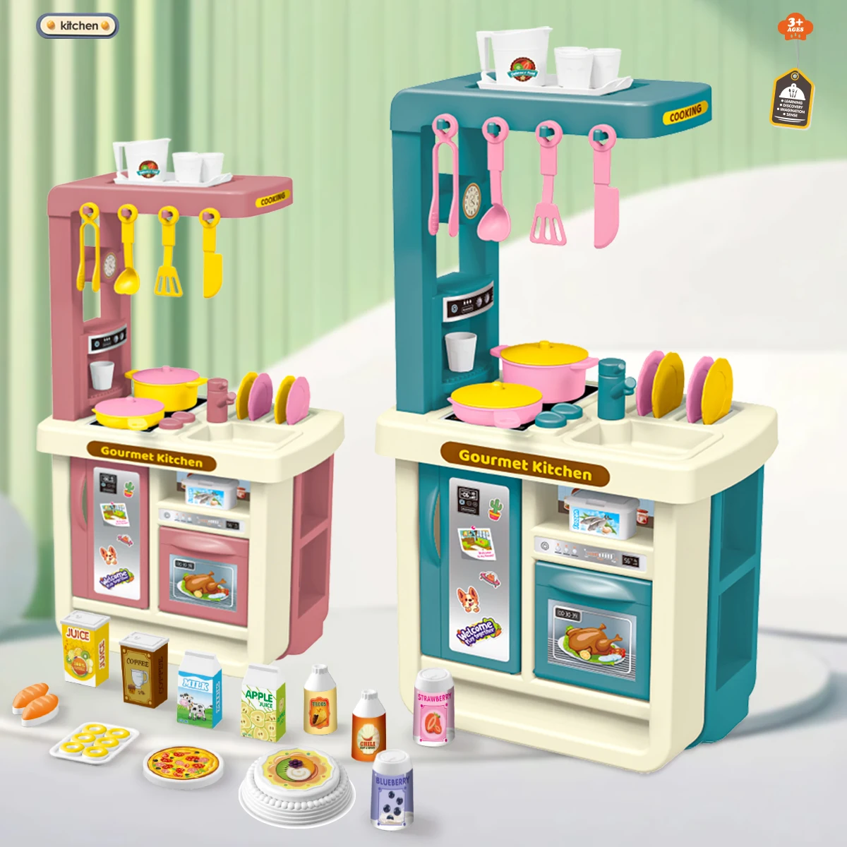 

Мини-игрушки для еды, кухонный игровой набор, аксессуары, ролевые игры, пицца, торт, молоко, хлеб, кастрюли, вилка для 3 лет мальчиков и девочек