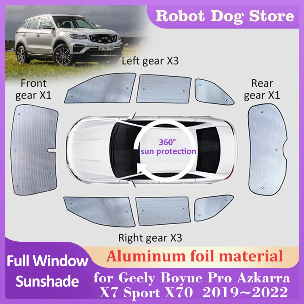 Car Sunshades Mat for Geely Boyue Pro Azkarra X7 Sport X70 2019~2022 Roof Windows Sun Visor Windshield Curtain Cover Accessories