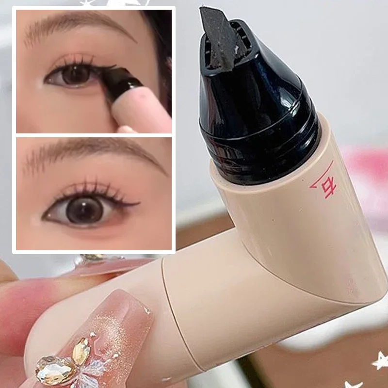 Stylo tampon Eyeliner imperméable à double pointe, longue durée, noir, marron, résistant aux taches, tampon d'aile, pochoir de maquillage pour les yeux à séchage rapide
