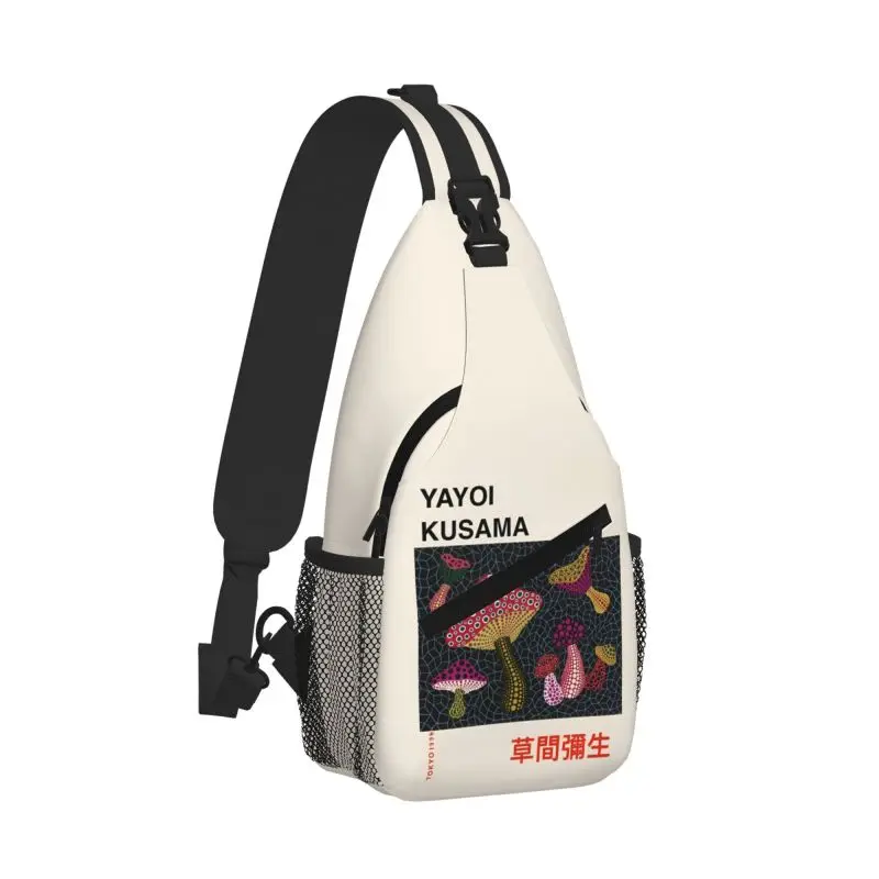Custom Yayoi Kusama Abstract Painting Crossbody Sling Backpack Adjustable Sling Bag Portable Chest Bag for Travel Hiking Camping