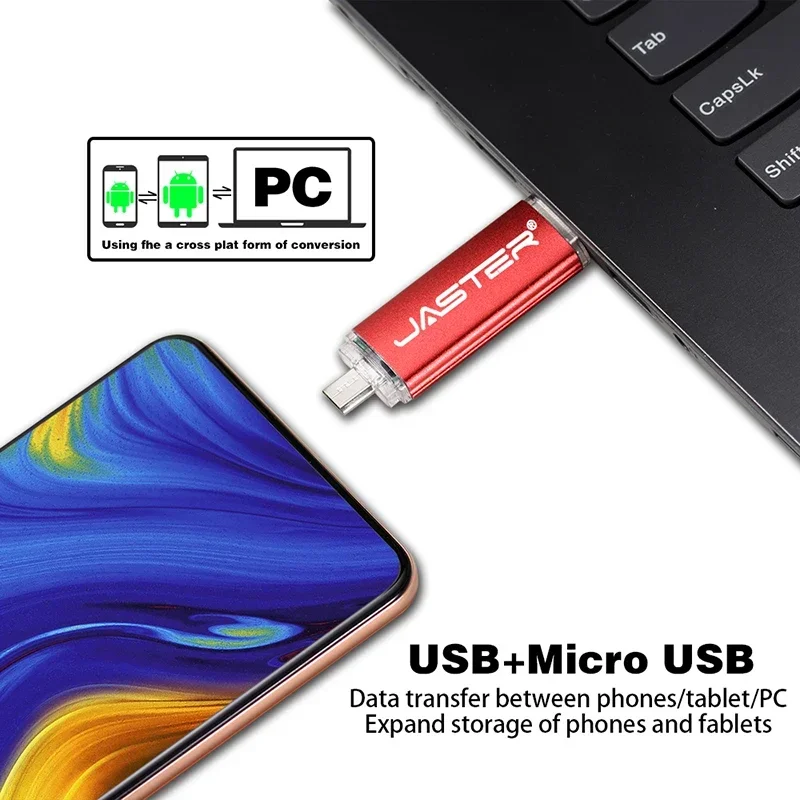 Micro USB Stick OTG USB Flash Drive for Android Phone Free Type-c Adapters Pen Drive 64GB Free Key Chain Pendrive Creative Gifts