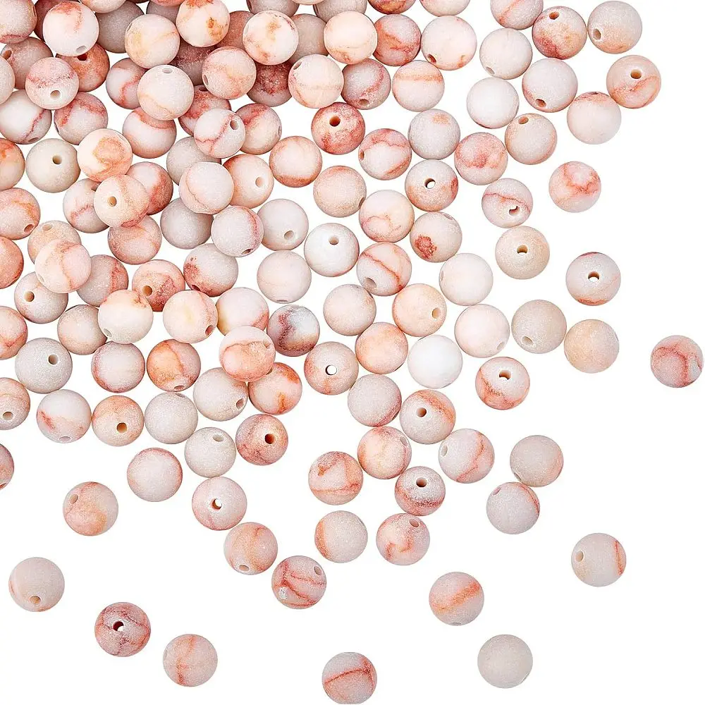 

189pcs 6mm Natural Netstone Beads Frosted Netstone Jasper Beads Round Loose Gemstone Beads Energy Stone for Bracelet Necklace