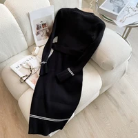 YuooMuoo 2025 Autumn Winter Women Knitted Dress Brand Fashion O-neck Buttons Bodycon Sweater Dress with Belt Lady Office Dress - Image 5