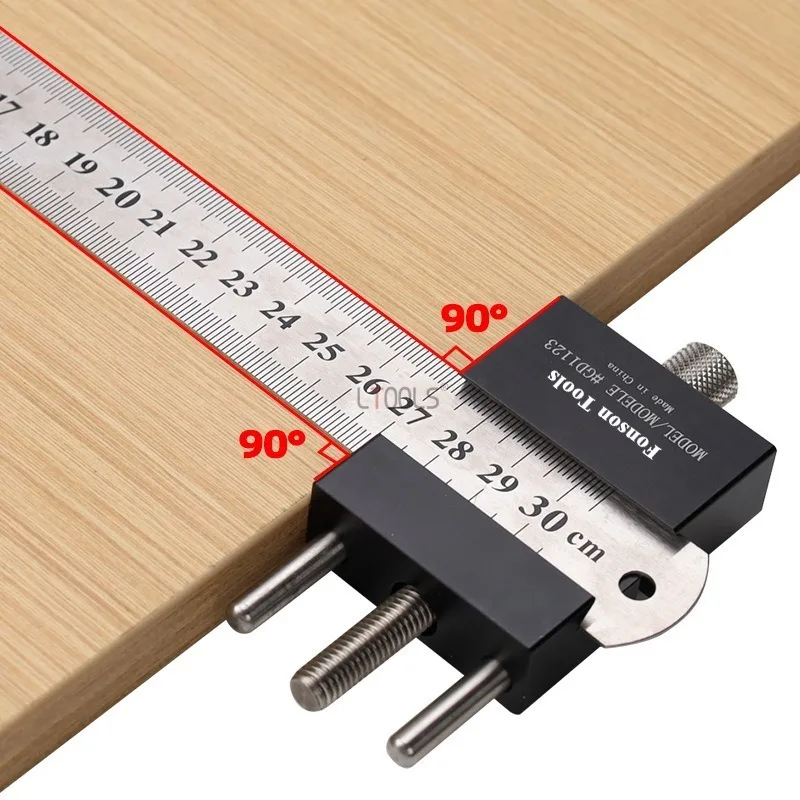 Right Angle Marking Gauge Stainless Steel Ruler Adjustable Wood Marking Tool Assisted Fixed-point Cutting Measurement Distance