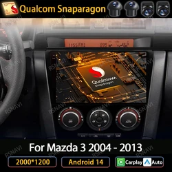 Radio samochodowe Android 14 dla Mazda 3 2009-2013 Odtwarzacz multimedialny Stereo Wideo Nawigacja Auto Carplay Jednostka główna GPS 360 Kamera DSP