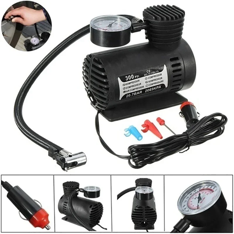 12V 300psi Mini Car Electric Air Inflator Portable Air Compressor Pump