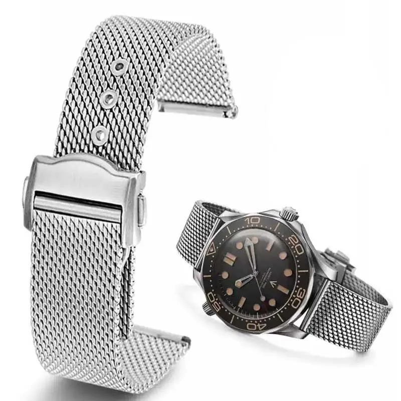 

Premium-Grade Titanium steel 20mm Chain Strap For Omega 007 Seamaster Diver 300 Watch Band Replace Milanese Stainless Bracelet