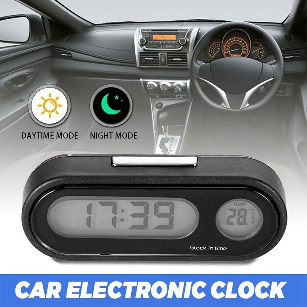 

Mini Electronic Car Clock Time Watch Auto Clocks Luminous LCD Digital Styling Display Accessories Thermometer Car Backlight O0J1