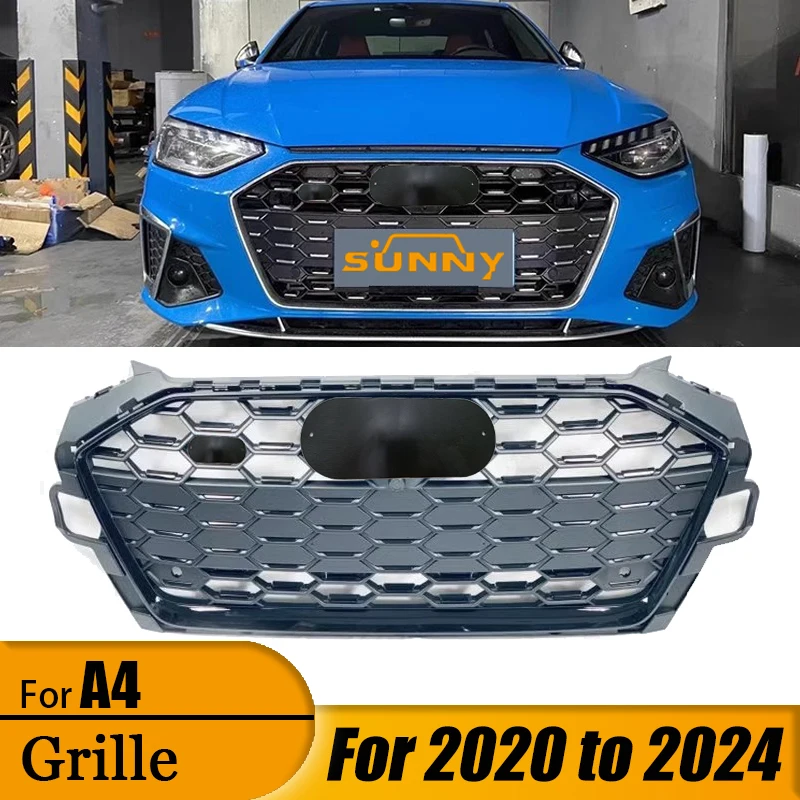

Suitable for 2020-2024 Audi A4 Modified S4 Center Mesh Grille B9.5 S4 Front Bumper Center Mesh Ventilation Mesh Gloss Black