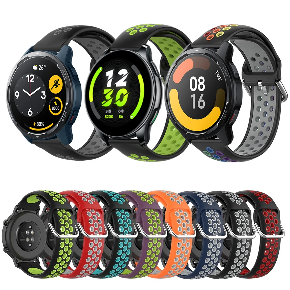 Xiaomi için gökkuşağı kordonlu saat izle S1 aktif S2 42mm 46mm silikon kayış Realme izle 3 2 Pro T1 spor su geçirmez bilezik