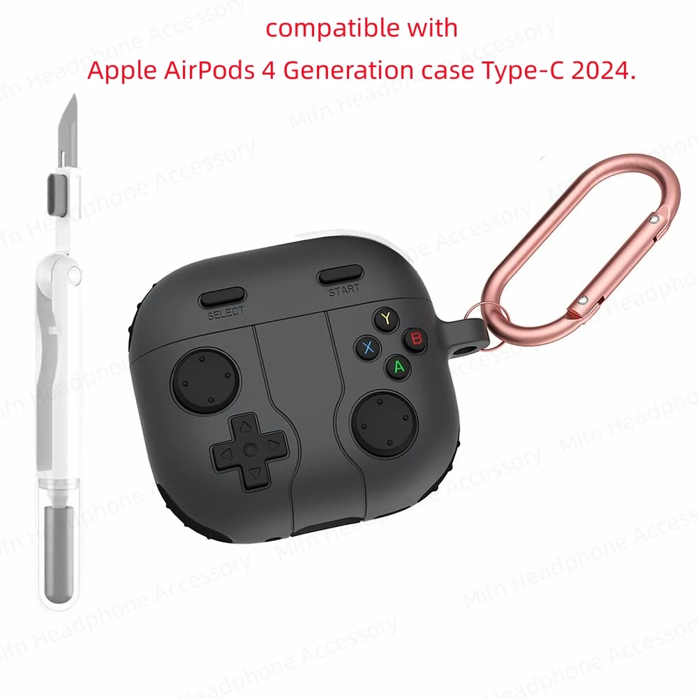 Protector de auriculares de juego para Apple AirPods 4 generación, funda tipo C 2024 con Kit de limpieza, funda protectora para Air pods 4