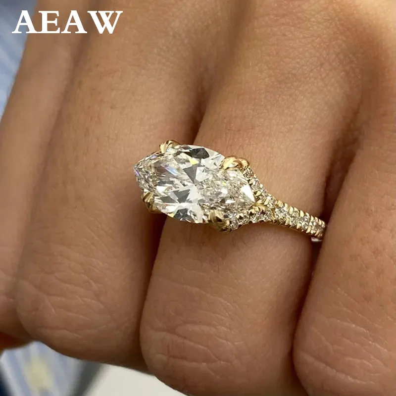 Marquise Cut 3Ct DEF/VS VVS Lab Grown Diamond Engagement Ring Split Shank Diamond Promise Ring 14k 10K Gold Ring  IGI Certified
