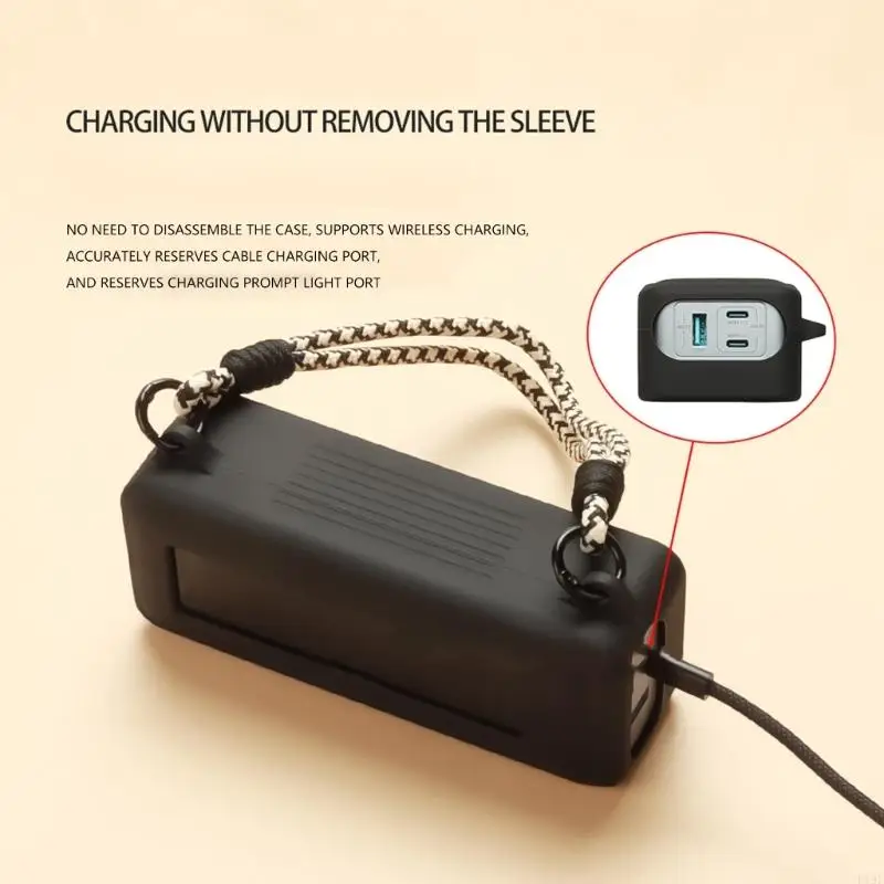 Water Resistant Silicone Case with Lanyard for 26K 300W Mobile Power Supply Secure Closure Housing Shell F19E