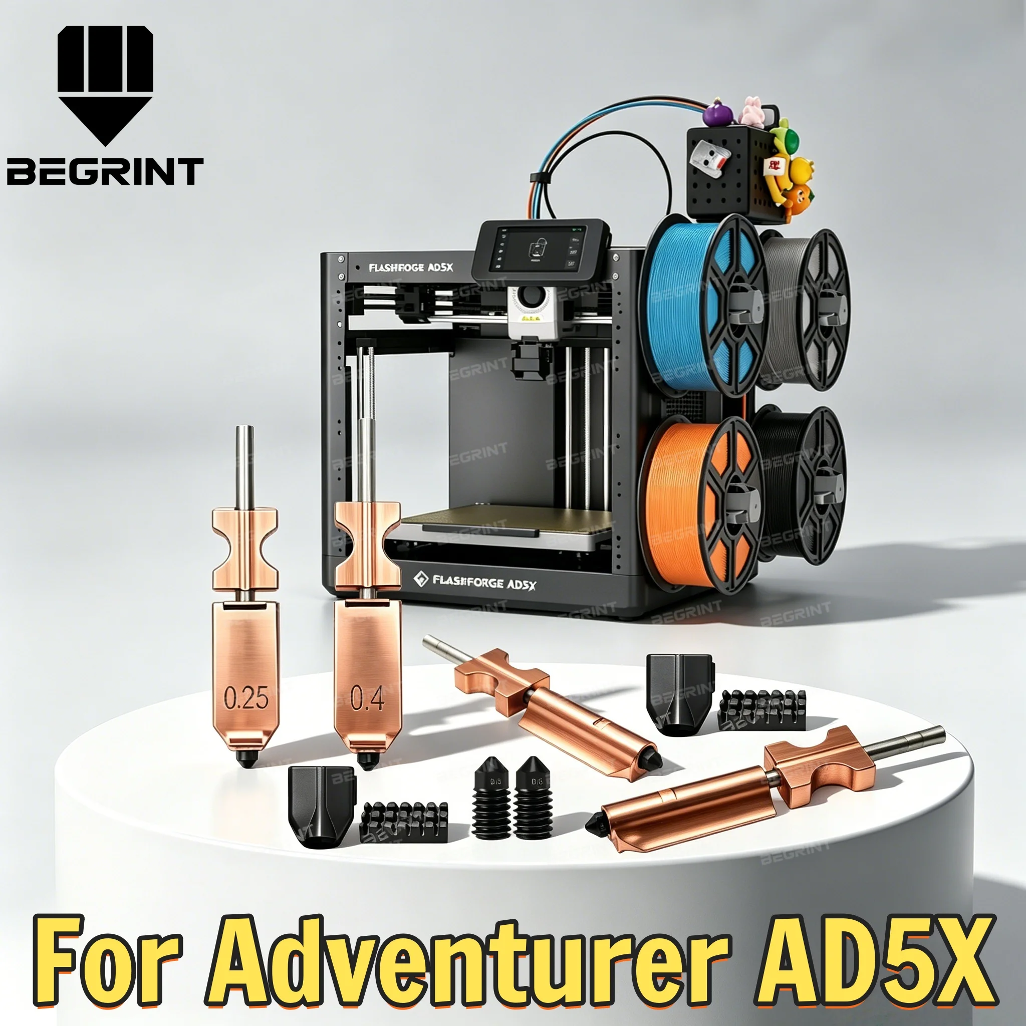 For AD5X Nozzle Upgrade Kit for Flashforge Adventurer AD5X Detachable nozzle with Silicone Sock & Cleaning Brush 3D Printer